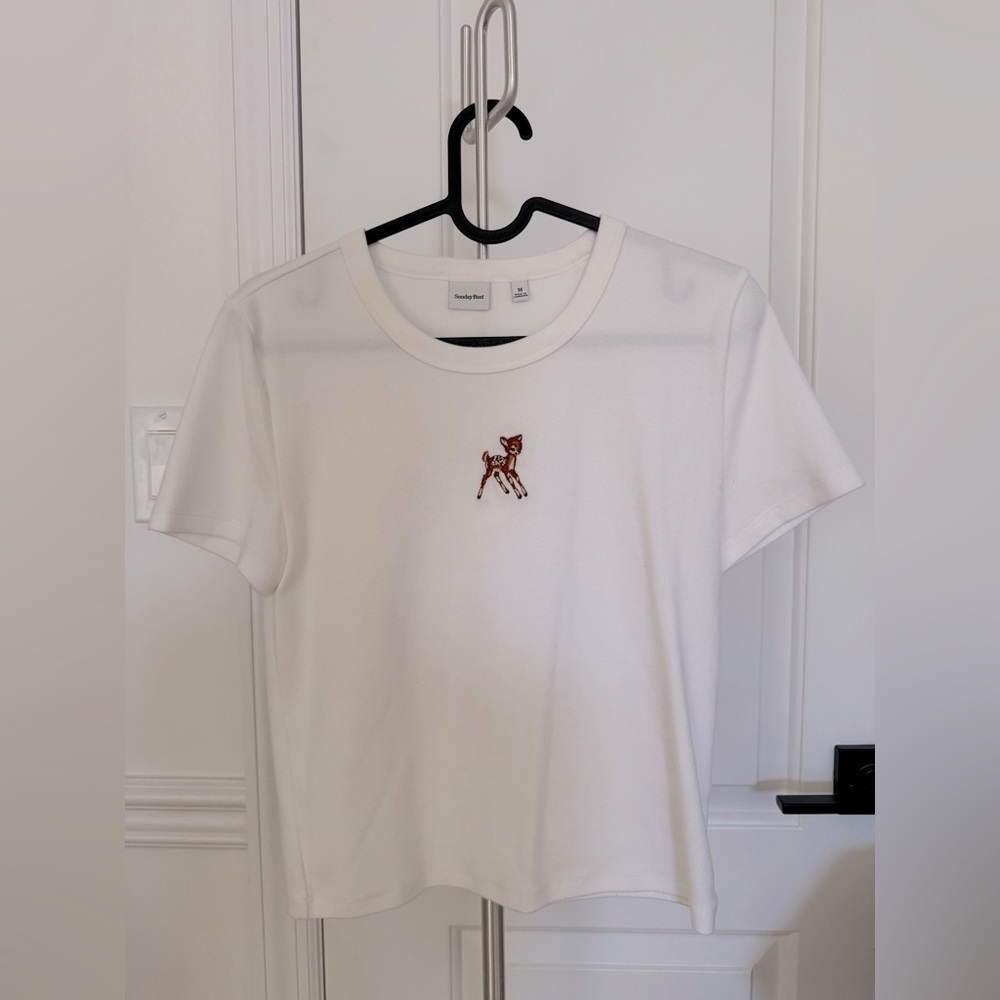 Aritzia Sunday Best Besthug™ Little Ribbed T-shirt White Medium